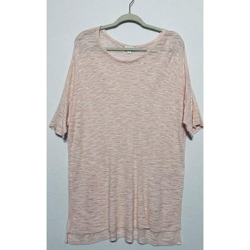 J Jill Womens Large Pink Lightweight Pullover Tunic Sweater Short Sleeves